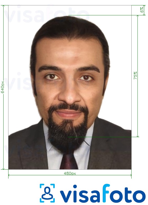 Halimbawa ng larawan para sa Saudi Arabia Identity card Absher 640x480 pixel na may eksaktong sukat na detalye