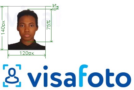 Halimbawa ng larawan para sa Pasaporte ng Nigeria na 120x140 pixels na may eksaktong sukat na detalye